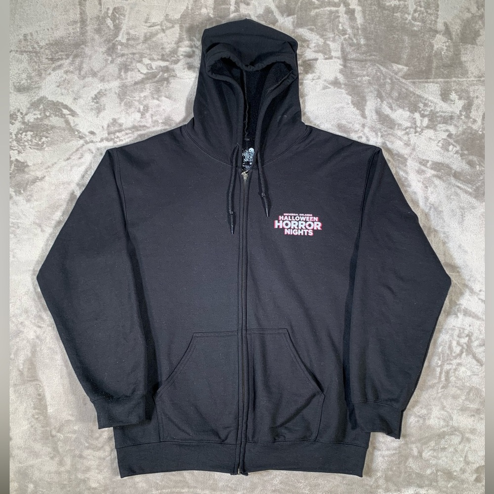 Universal Studios Full Zip Up Hoodie Mens Md Black HHN 30 Years Of Fear